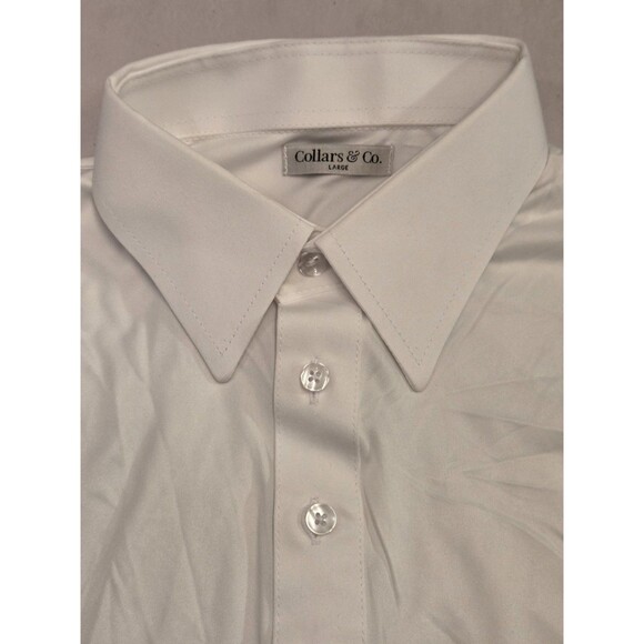 NWOT Collars & Co Men’s L English Spread Collar Polo Shirt – Solid White - Picture 4 of 7